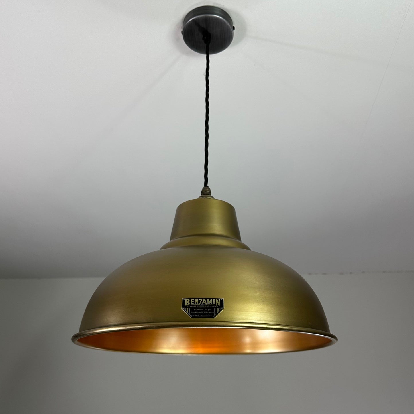 Salthouse XL ~ Antique Brass Industrial factory shade light ceiling dining room kitchen table vintage filament lamps pendant 14.5 Inch