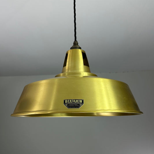 Wolferton XL ~ Brass Shade 1942 Design Pendant Set Light | Industrial Factory ceiling dining room kitchen vintage bulb