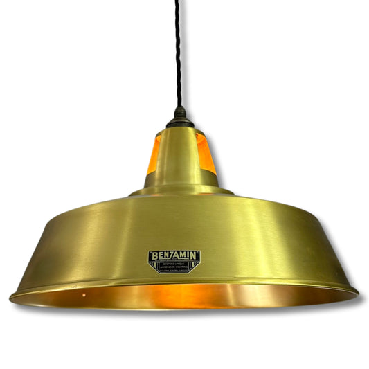 Wolferton XL ~ Brass Shade 1942 Design Pendant Set Light | Industrial Factory ceiling dining room kitchen vintage bulb