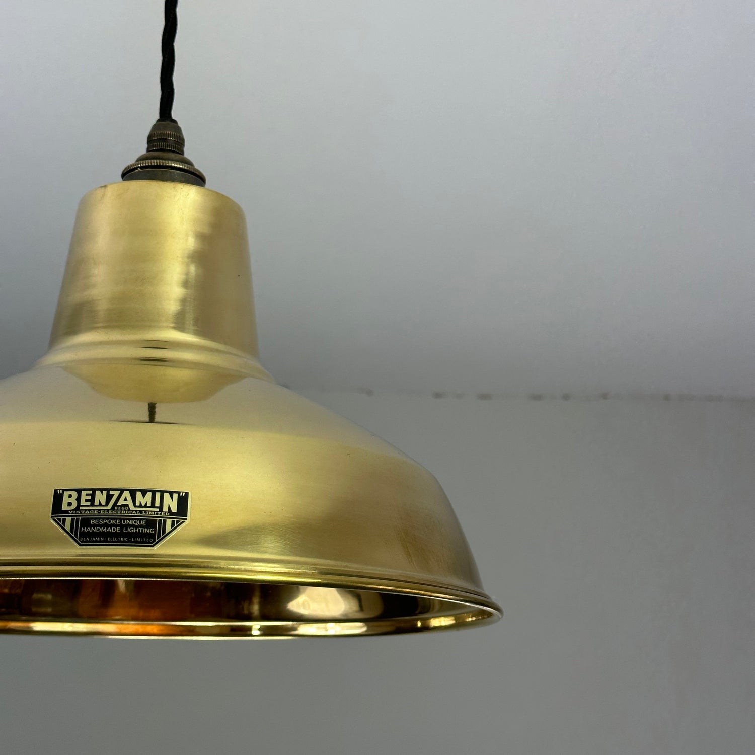 Filby ~ Genuine Solid Brass Reflector Shade 1921 Design Pendant Set Light | Ceiling Dining Room Kitchen Table | Vintage Au Gold | 12.5 Inch