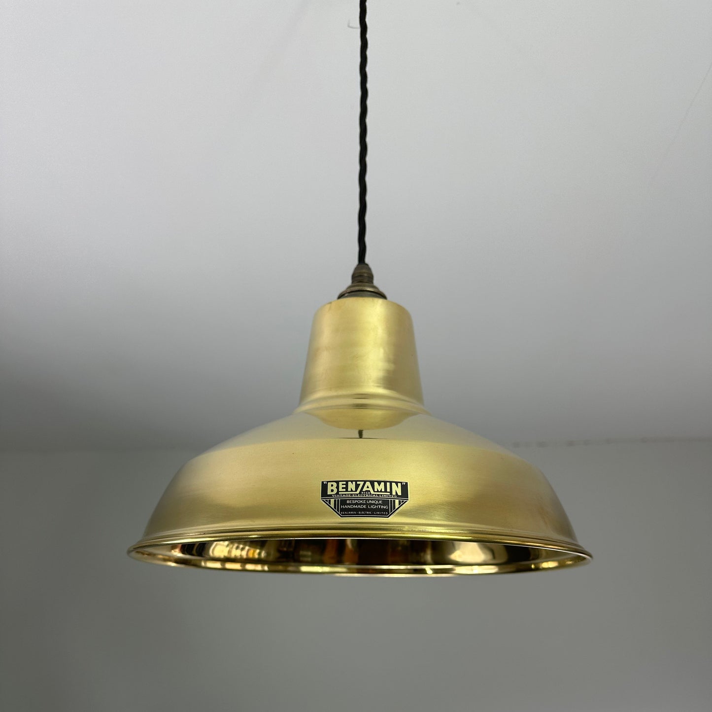 Filby ~ Genuine Solid Brass Reflector Shade 1921 Design Pendant Set Light | Ceiling Dining Room Kitchen Table | Vintage Au Gold | 12.5 Inch