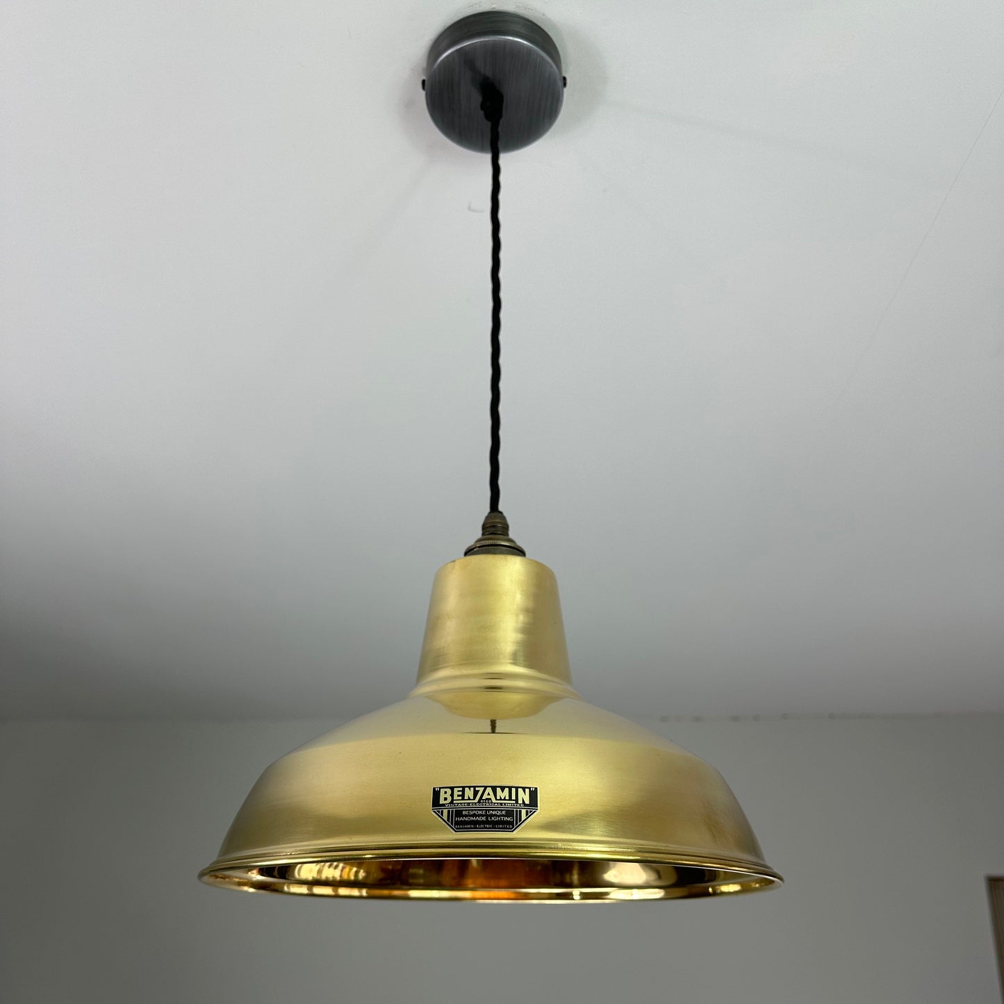 Filby ~ Genuine Solid Brass Reflector Shade 1921 Design Pendant Set Light | Ceiling Dining Room Kitchen Table | Vintage Au Gold | 12.5 Inch