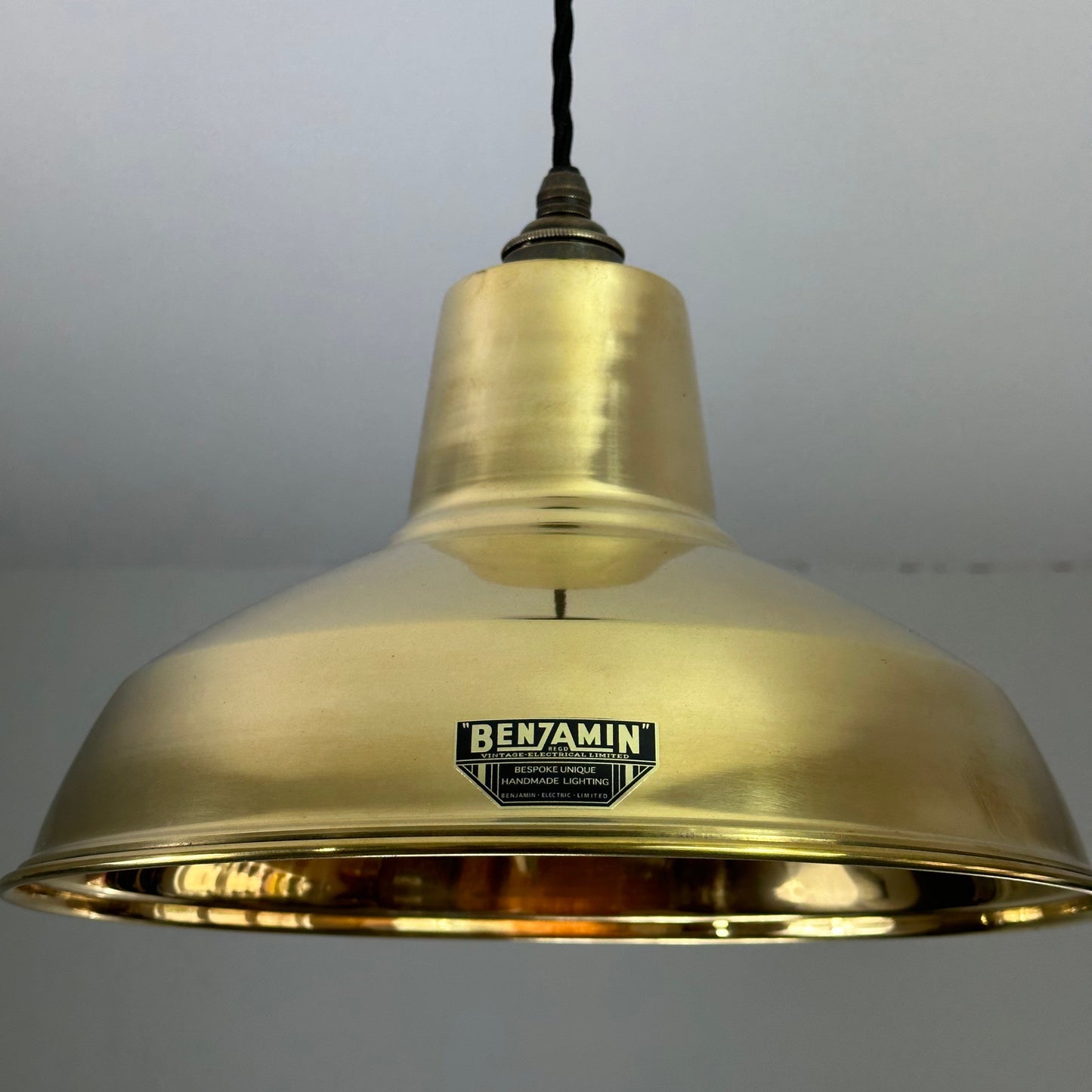 Filby ~ Genuine Solid Brass Reflector Shade 1921 Design Pendant Set Light | Ceiling Dining Room Kitchen Table | Vintage Au Gold | 12.5 Inch