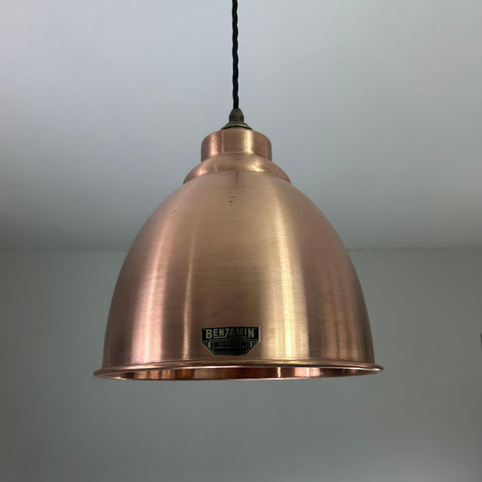 Brooke ~ Antique Copper Industrial Shade Pendant Set Light | Ceiling Dining Room | Kitchen Table | Vintage 1 x Edison Filament Bulb