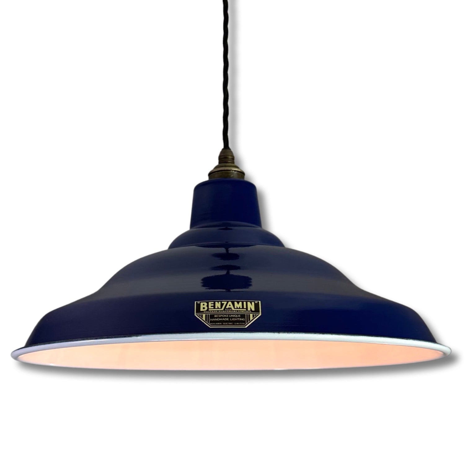 Bawsey ~ Royal Blue Industrial factory shade light ceiling dining room kitchen table vintage edison filament lamps pendant 16 Inch