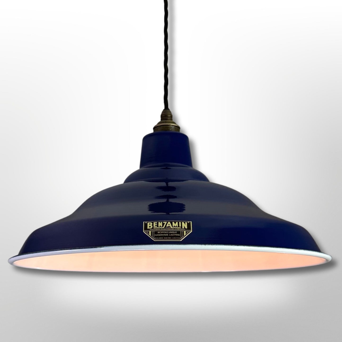 Bawsey ~ Royal Blue Industrial factory shade light ceiling dining room kitchen table vintage edison filament lamps pendant 16 Inch