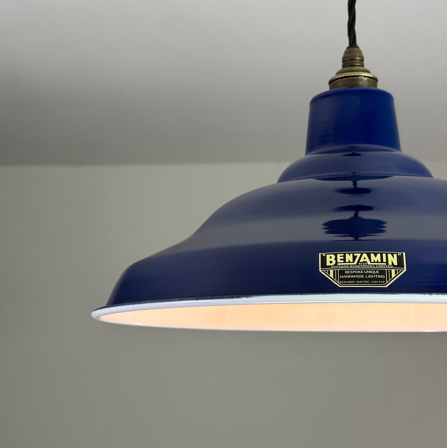 Bawsey ~ Royal Blue Industrial factory shade light ceiling dining room kitchen table vintage edison filament lamps pendant 16 Inch