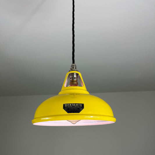 Cawston Small ~ Yellow Solid Industrial 1932 Design Shade Pendant Set Light | Ceiling Dining Room | Kitchen Table | Vintage 9 Inch