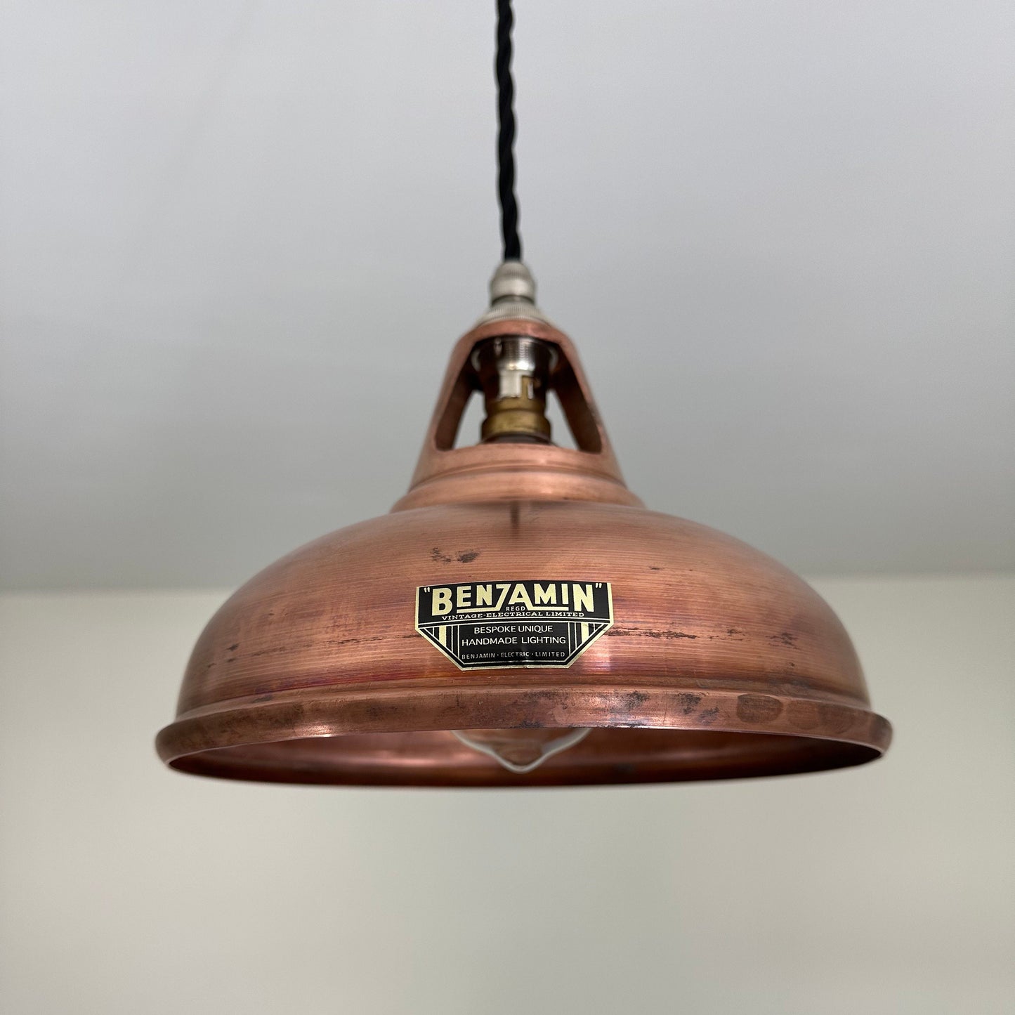 Cawston Small ~ Antique Copper Lamp Shade Slotted Design Pendant Set Light | Dining Room Ceiling Kitchen Table | Vintage Industrial | 9 Inch