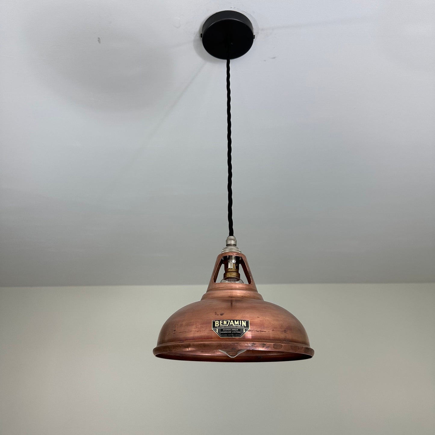 Cawston Small ~ Antique Copper Lamp Shade Slotted Design Pendant Set Light | Dining Room Ceiling Kitchen Table | Vintage Industrial | 9 Inch