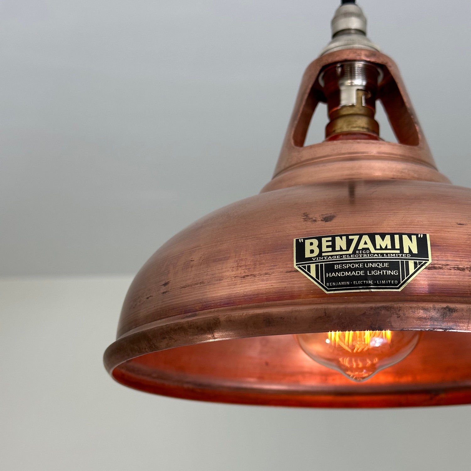 Cawston Small ~ Antique Copper Lamp Shade Slotted Design Pendant Set Light | Dining Room Ceiling Kitchen Table | Vintage Industrial | 9 Inch