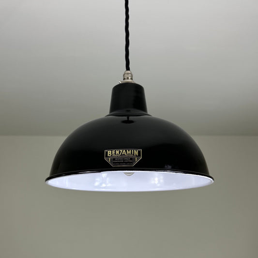 Salthouse ~ Black Industrial factory shade light ceiling dining room kitchen table vintage edison filament lamps pendant 10 Inch