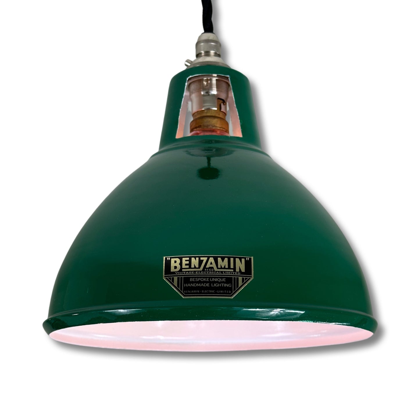 Shropham ~ Small Racing Green Solid Shade Design Pendant Set Light | Ceiling Dining Room | Kitchen Table | Vintage Industrial | 8 Inch