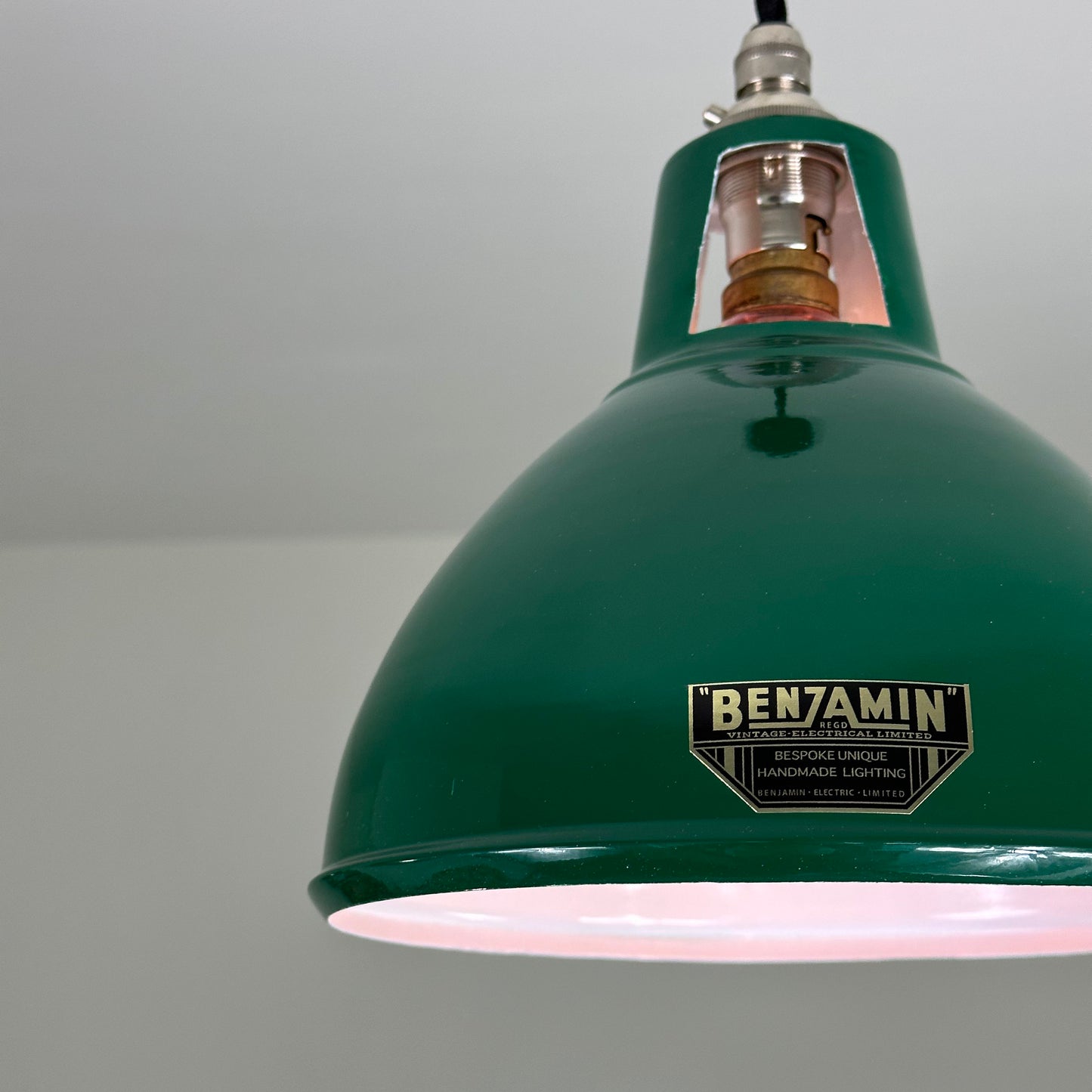 Shropham ~ Small Racing Green Solid Shade Design Pendant Set Light | Ceiling Dining Room | Kitchen Table | Vintage Industrial | 8 Inch